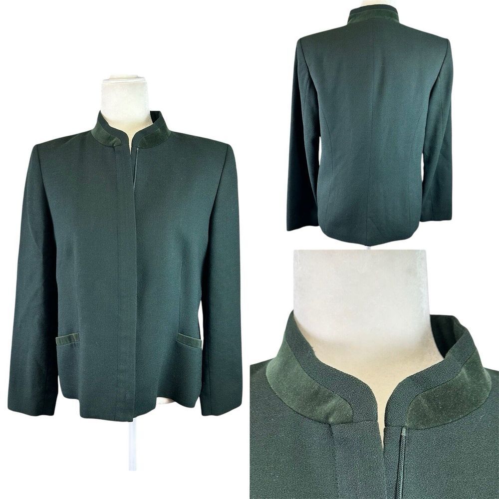 Pendleton Blazer Jacket Womens Size‎ 10 Green Holiday 100% Wool USA Vintage Zip
